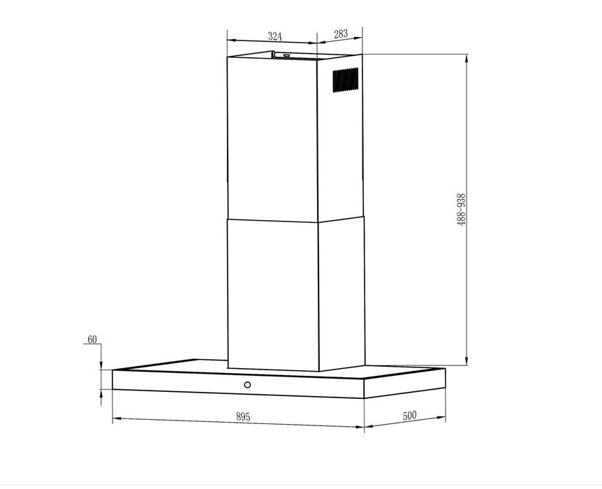 Hota de bucatarie otel inoxidabil 598 m3/h 100W 90 cm 220-240V neagra