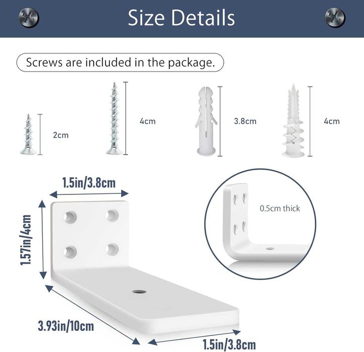 Suport polite, metalice pentru rafturi 10-25cm , set de 2