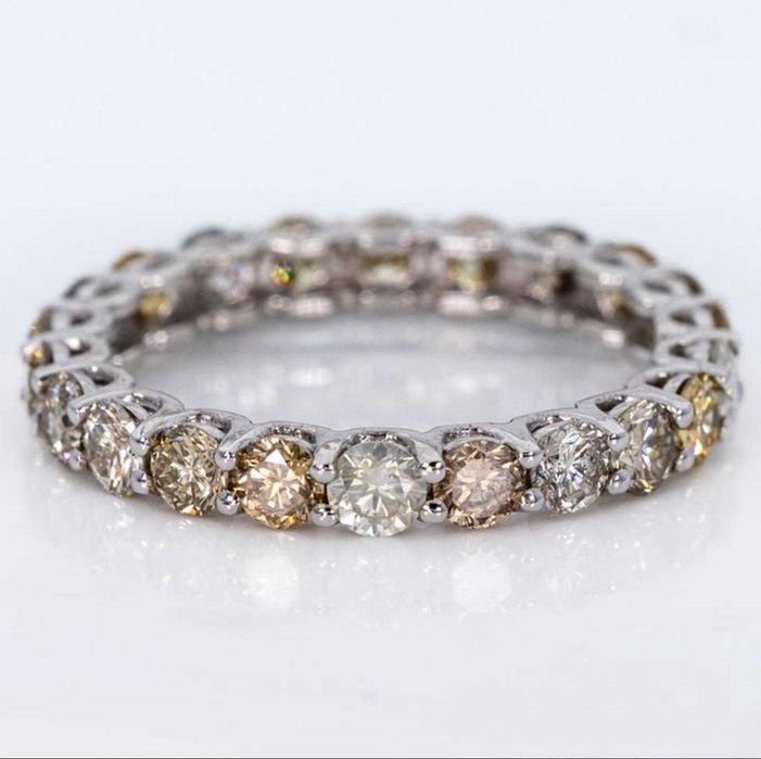 Inel tip eternity/tenis cu diamante naturale 2.19 ct - cu certificat