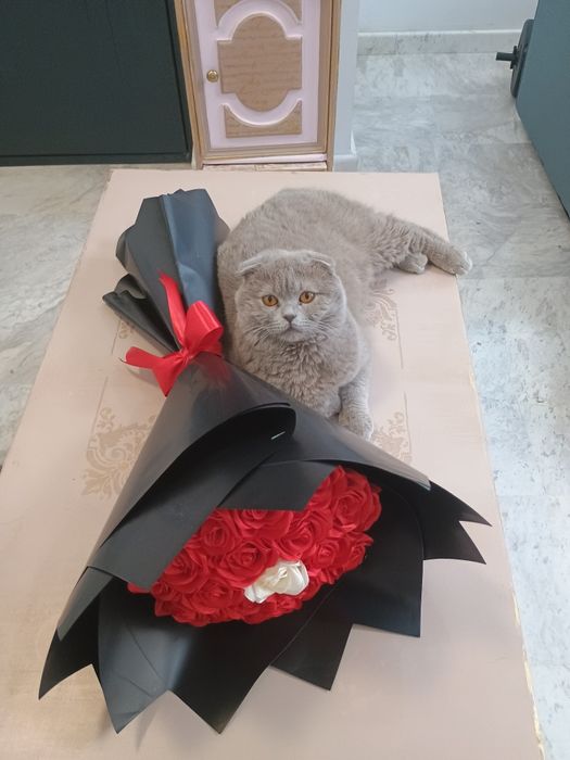 Buchet trandafiri din satin