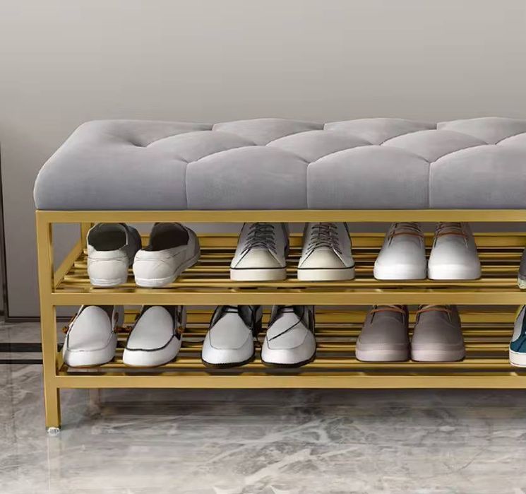 Обувница со скамьей (металл + мягкое сиденье)