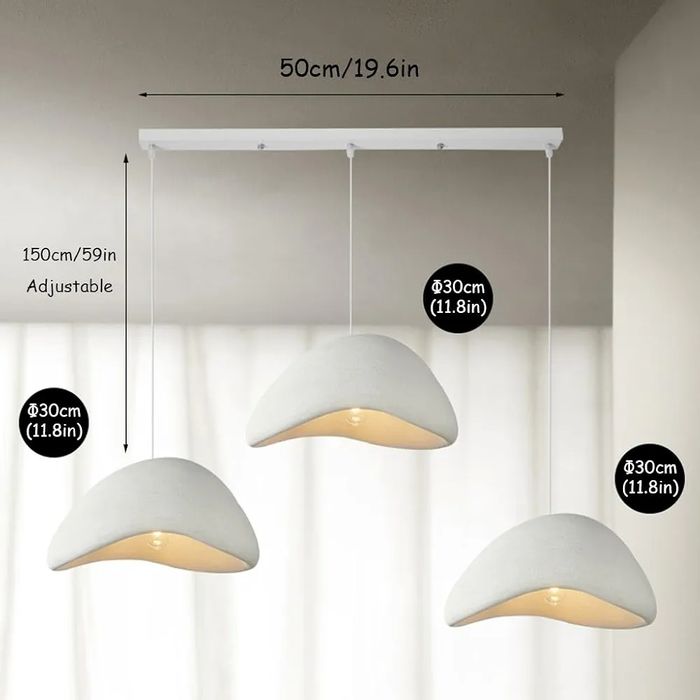 Модерни висящи лампи Wabi-sabi 3×30см, Е27, полиетиленови, регулируеми