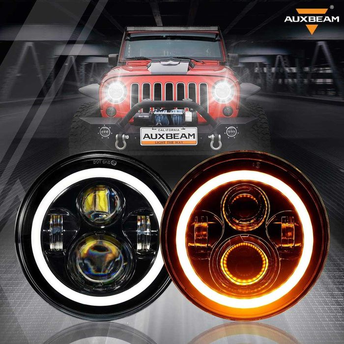 КТ LED Фарове 200W 7 Инч Фарове за Lada Niva Jeep Wrangler Cherokee KJ