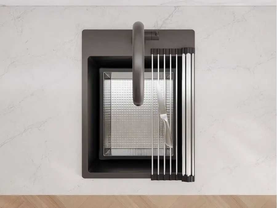 Черна Кухненска Мивка от гранит модел Рига Easy 380 x 440 mm