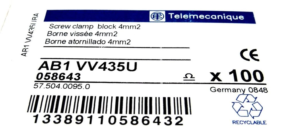 Редови клеми Schneider, Telemecanique  AB1VV435U