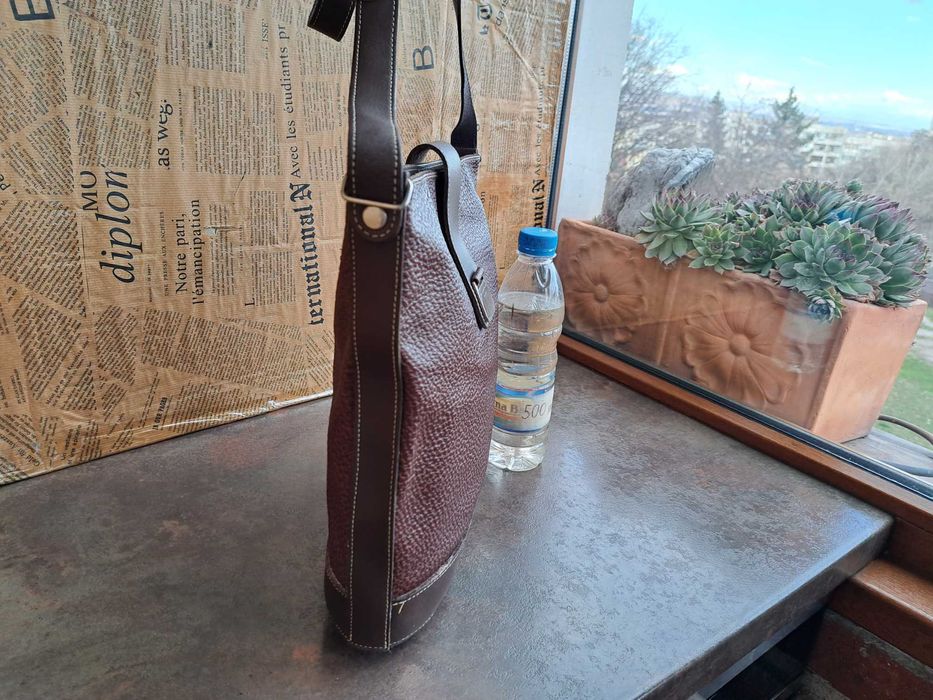 мъжка чанта,кожена Frederic T Paris-естествена кафява кожа