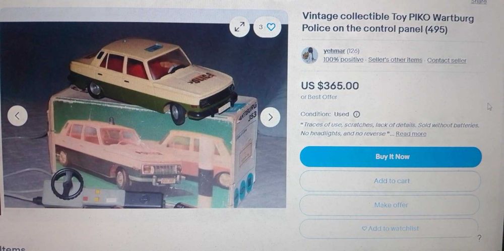 Стари играчки WARTBURG 353 DDR GDR PIKO ANKER 1/15