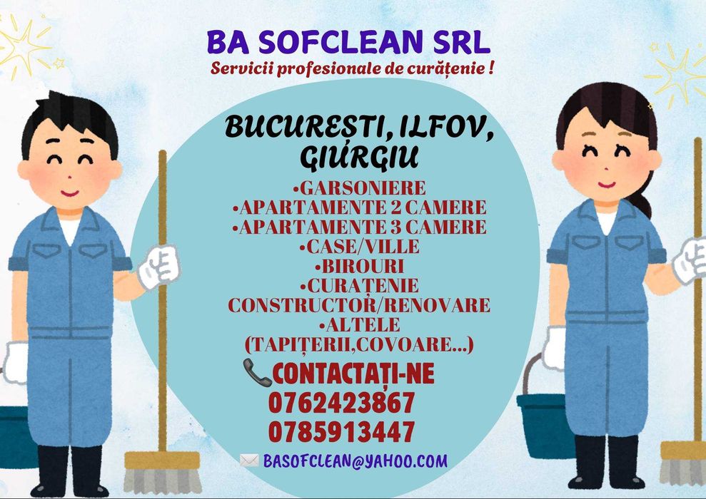Firmă de curățenie profesională de toate tipurile BA Sofclean!!!