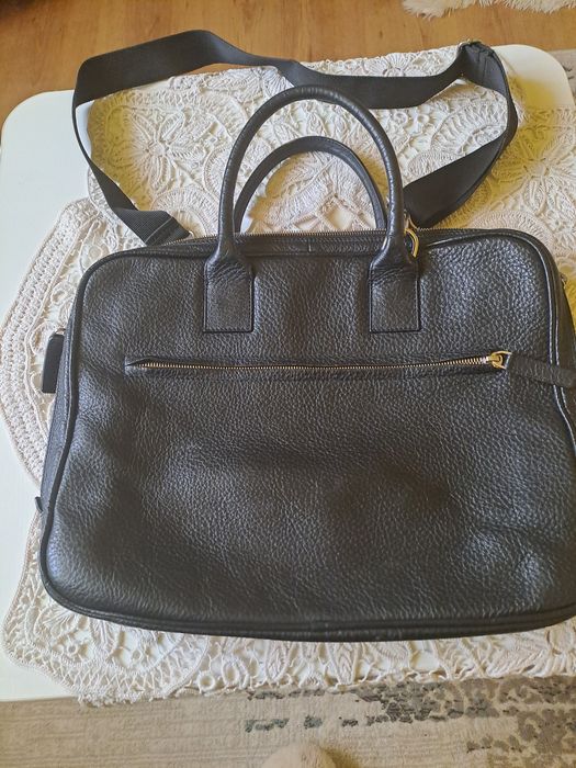 Geanta neagra din piele Musette