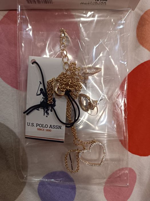 Комплект обеци и колие US POLO – сърце