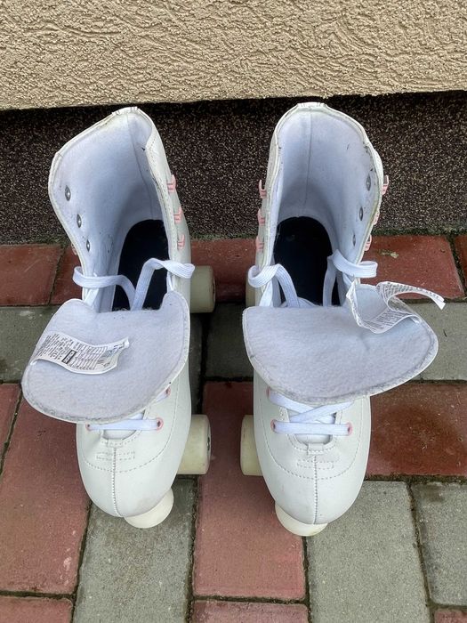 Patine cu rotile QUAD 100 Albe (role cu 4 roti), marime 41