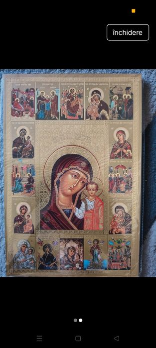 Icoana mare A4 Iisus Maica Domnului Fecioară Maria 50 leibuc in tipla