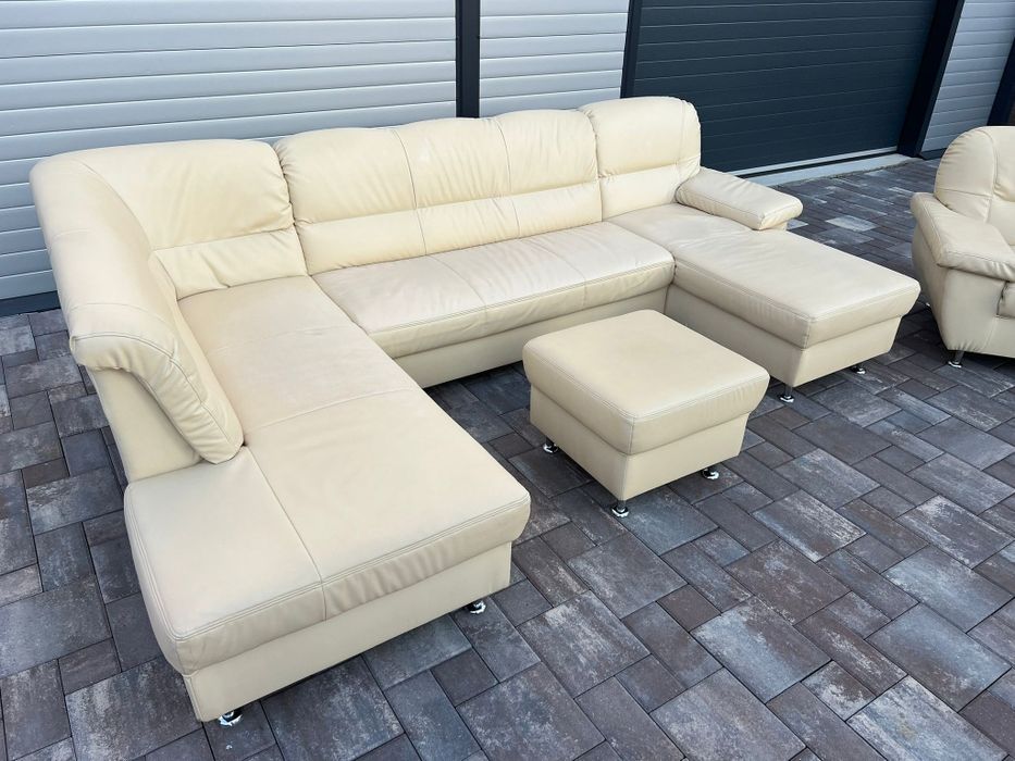 Coltar Sufragerie Piele naturala inclus Taburet si fotoliu