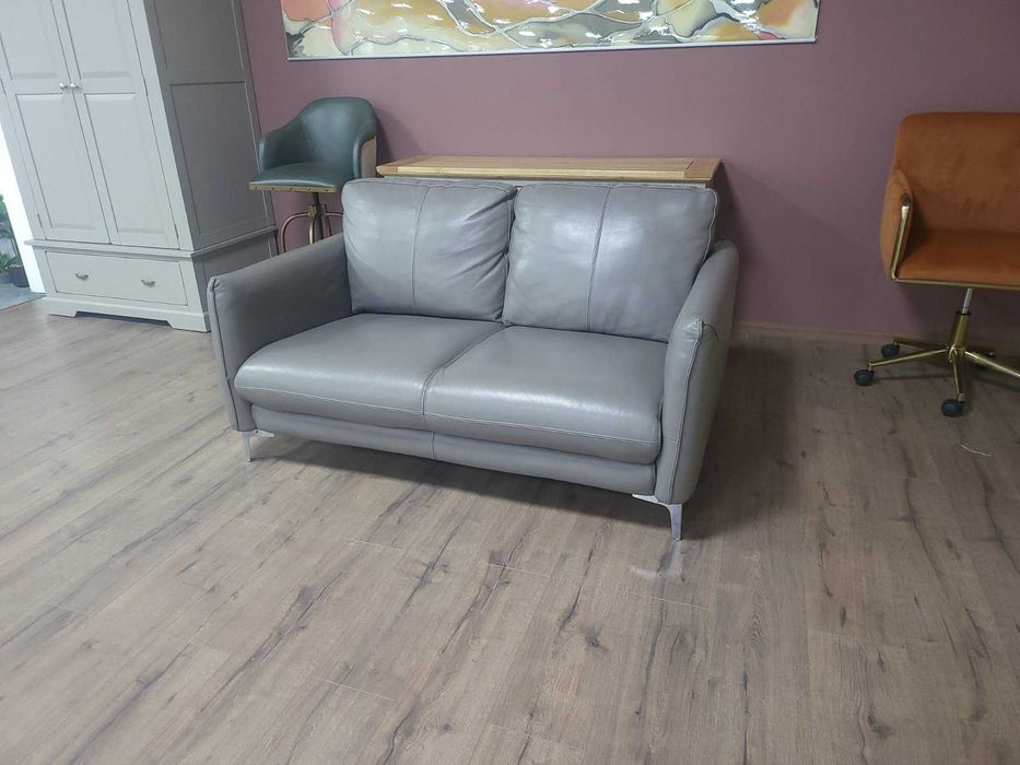 ПРОМОЦИЯ!!! Дизайнерски сив кожен диван двойка