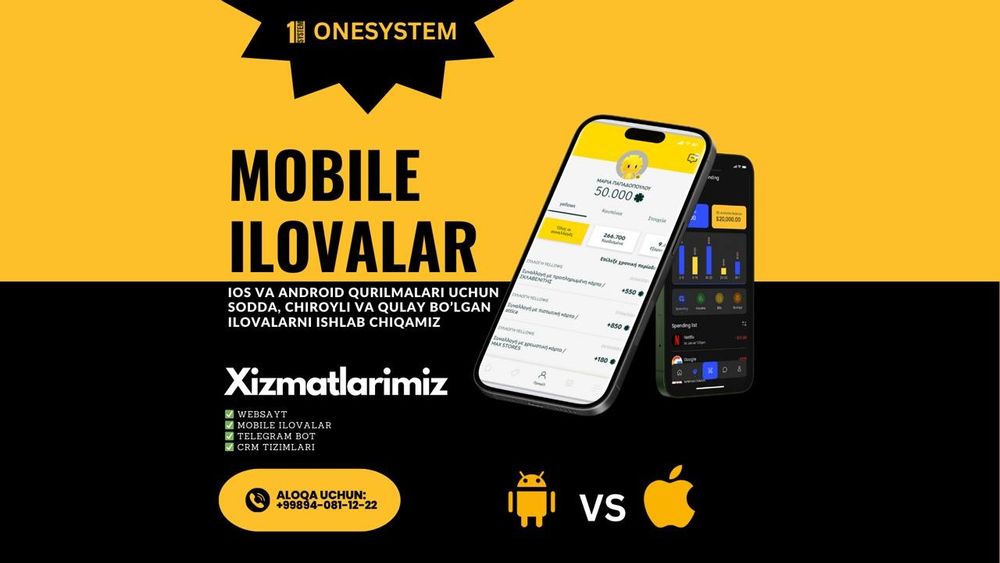 Мобил приложение/Mobil ilova yaratish/Website yaratish