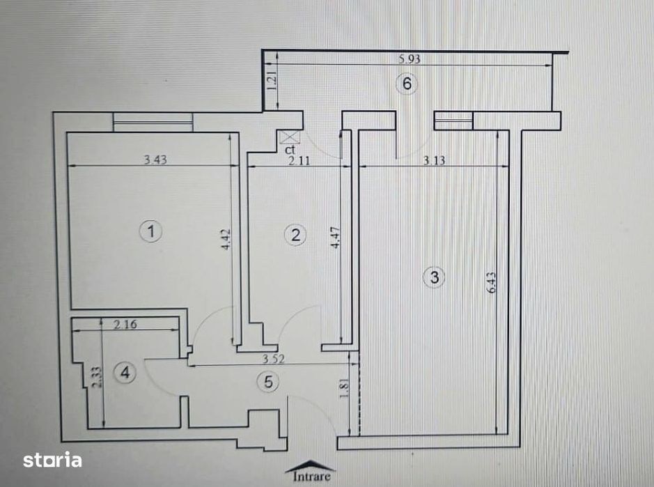 INTABULAT!Apartament cu 2 camere, decomandat, et. 2, 60mp, 132.000euro