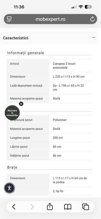 Canapea extensibilă Mobexpert, 3 locuri – foarte puțin folosită