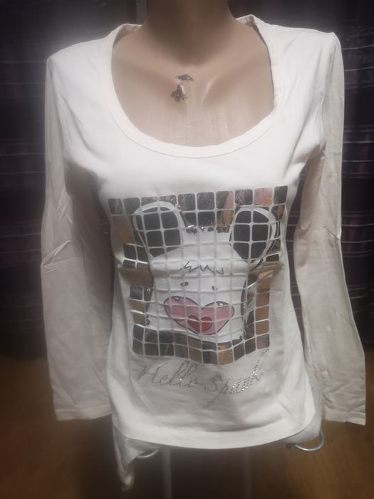 Bluza alba dama cu insertii argintii