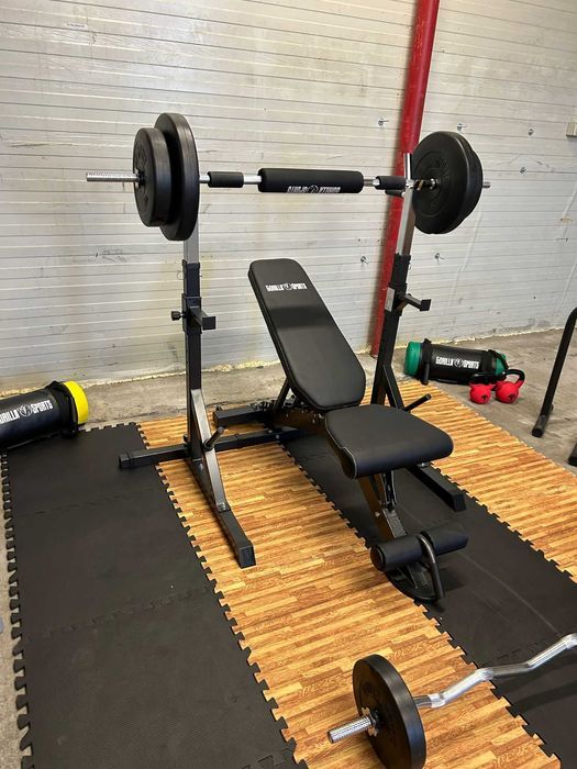 Set Complet Fitness: Banca+ Suport+ Greutati 100 kg+ Tatami