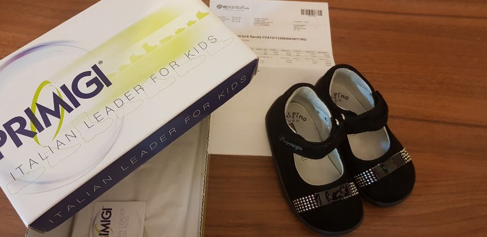 Pantofi piele Primigi, negri cu pietre, mărimea 20, interior 13,5 cm