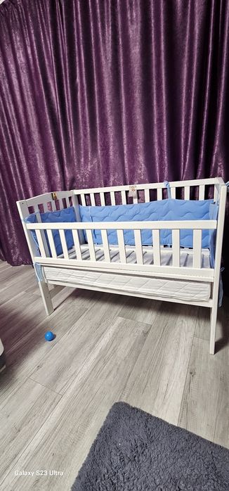 Pat lemn masiv fag bebelusi+saltea din cocos integrala 12cm  ,camera