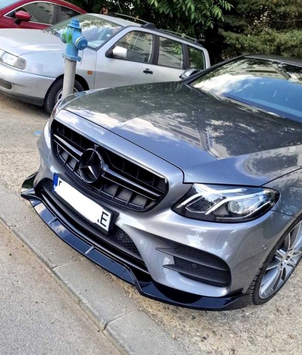 Преден лип спойлер за Mercedes E-Class W213 (2016–2020), черен гланц