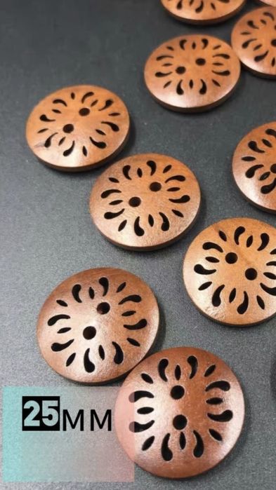 Деревянные пуговицы диаметр 25мм 10 штук.