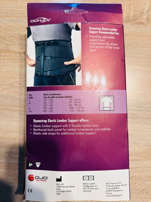Лумбален колан DonJoy Dynastrap XL (100–117 см) – ортопедичен чисто нов !