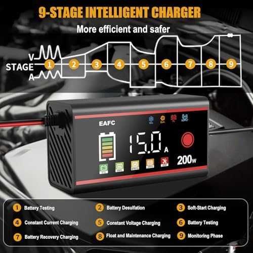 Нова 15A 12V смарт зарядно за акумулатор LCD LiFePO4 AGM GEL кола автомобил