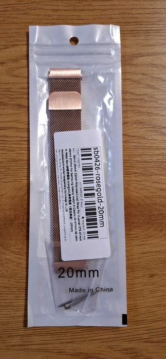 Метална магнитна каишка за часовник 20мм Розе Голд