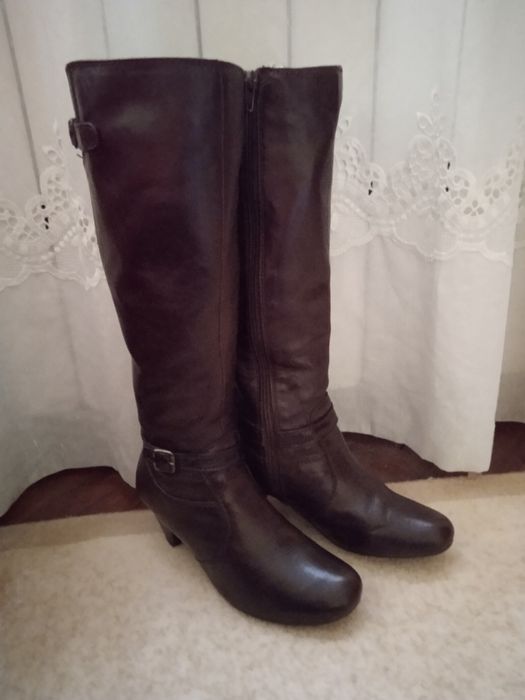Дамски кафяви ботуши,естествена кожа, номер 37