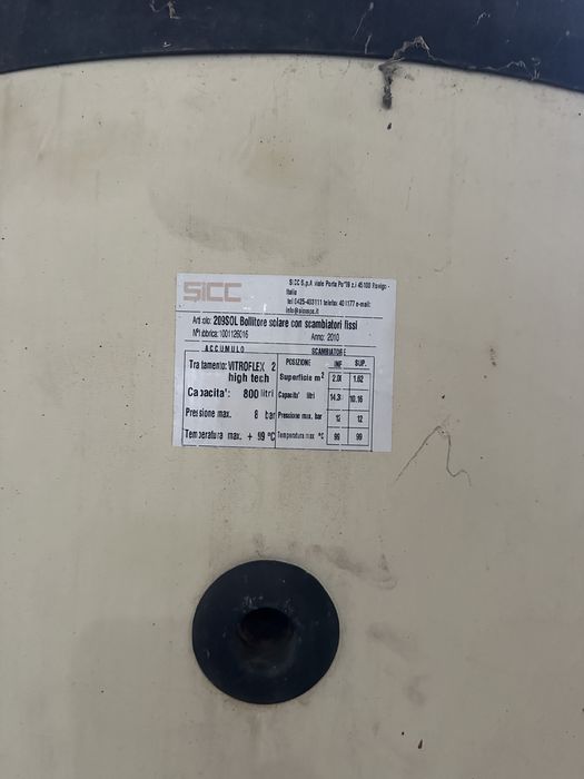 Vand boiler 2 serpentine solar 800l puffer