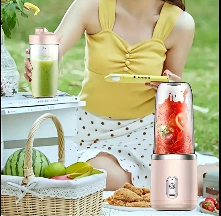 Mini Blender portabil 21000 rpm, 400ml, set cu 2 cani de calatorie