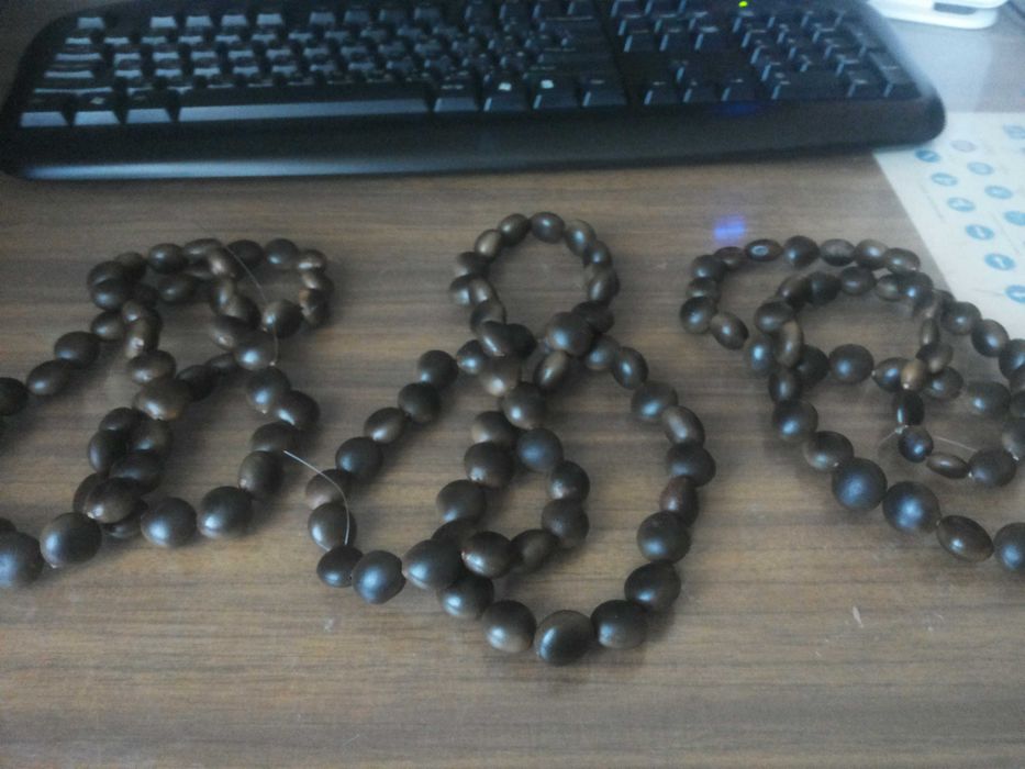 Бусы из семян рожкового дерева, ручная работа