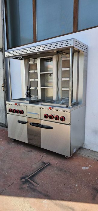 REDUCERE Aparat shaorma dublu gaz 4 arzatoare dulap- Transport Gratuit