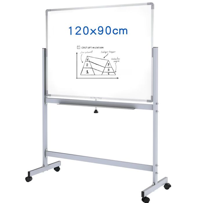 Tablă magnetică mobilă 120x90 cm, dublă față, rotativă