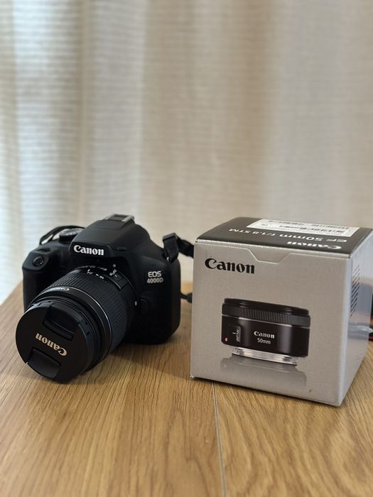 Canon EOS 4000D + EF 50mm f/1.8 STM + 18-55mm f/3,5-5,6 EF-S III