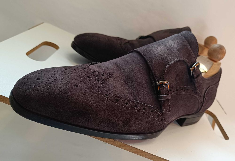 Pantofi monk 44 44.5 de lux GREVE NOI lucrati manual piele naturala