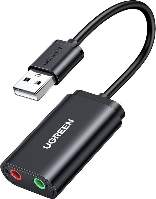 Аудио адаптер для наушников Ugreen, USB-3,5 мм, звуковая карта, с usb