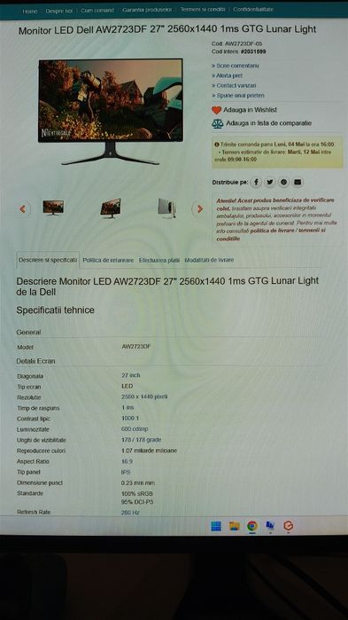 PC Gaming High-End FULL WHITE | Ryzen 7 7800X3D | RTX 4070 Ti AERO | 64GB RAM | Lian Li Build+Monitor Dell Alienare 27 " 2k 280Hz+Mouse si pad+tast ca