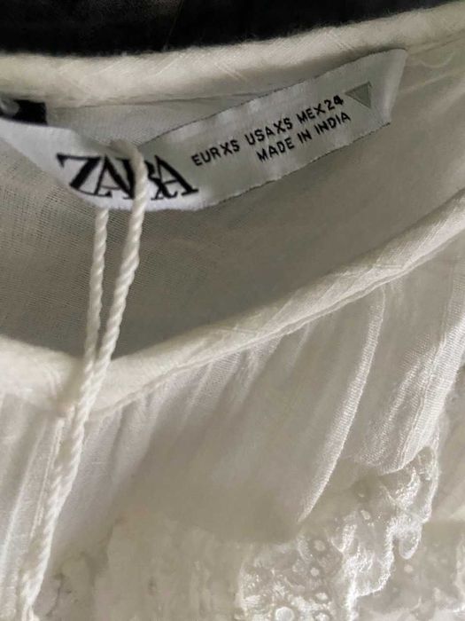 Rochie noua Zara White Boho Long Dress - Mar. XS