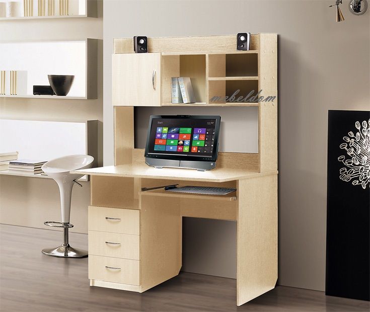 Бюро 110см. с надстройка,3 чекмеджета и клавиатура(код-1079)