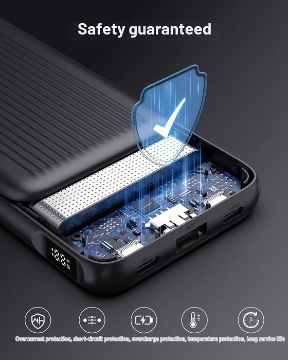 Външна батерия Power Bank ANSODY 10000mAh 22.5W, бързо зареждане, LED дисплей, USB-C