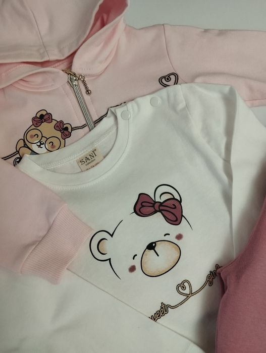 Комплект тройка для девочек, толстовка на молнии, штаны и кофта, Ту