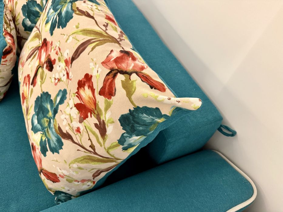 Canapea extensibilă turcoaz 3 locuri cu ladă depozitare