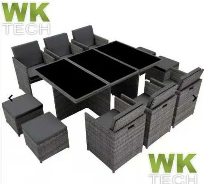 Mobilier de gradina premium 10 peroane , set mobilier cu husa