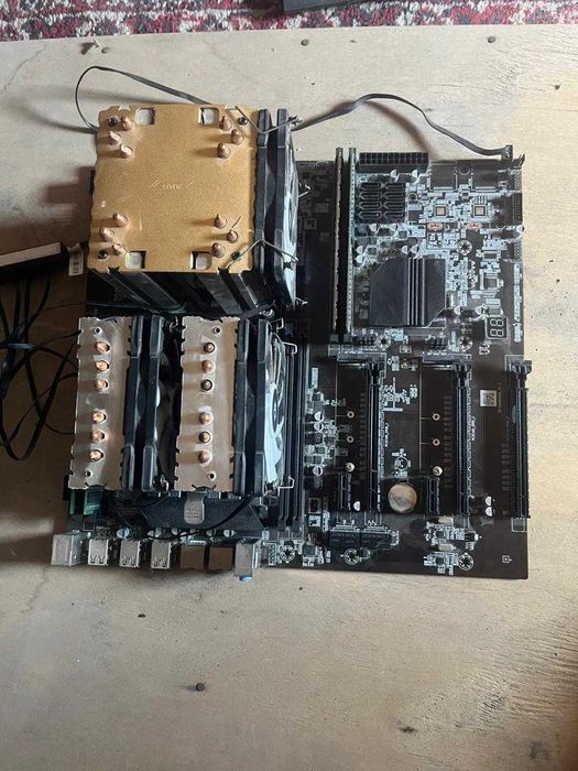 Материнская плата + процессоры + озу + охлаждение на процессоры