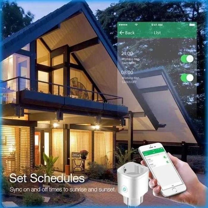 20A Bluetooth + WiFi Smart Преходен Контакт с Вграден Електромер eWeLink APP Дистанционен Контрол Приложение Смартфон/Таблет Alexa Amazon Google Apple
