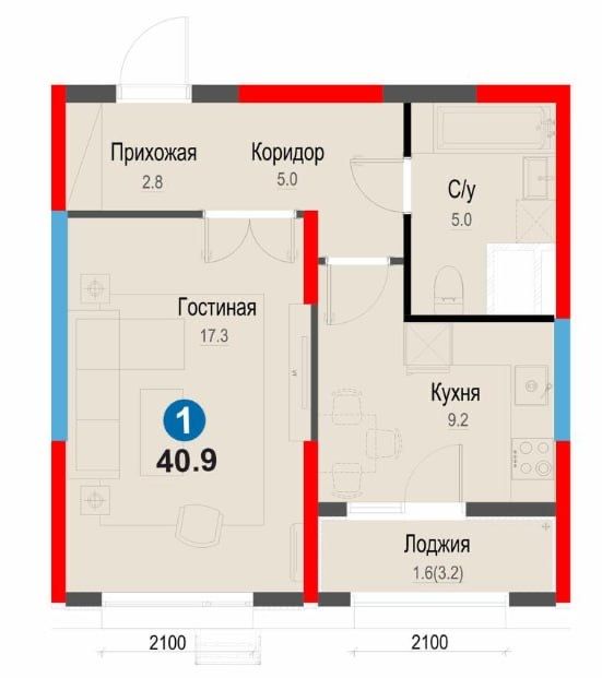 (F) Продается 1/6/12 в ЖК «NRG ZAMON-2-2»
