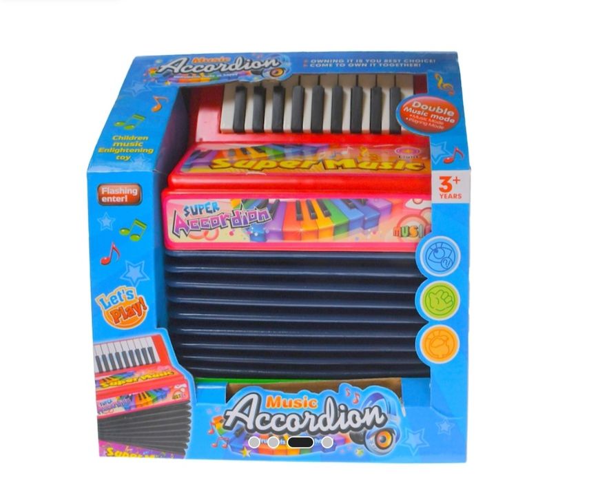 Детски акордеон син и жълт, червен